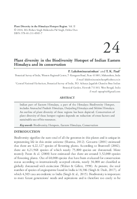 (PDF) Plant diversity in the Biodiversity Hotspot of Indian Eastern ...