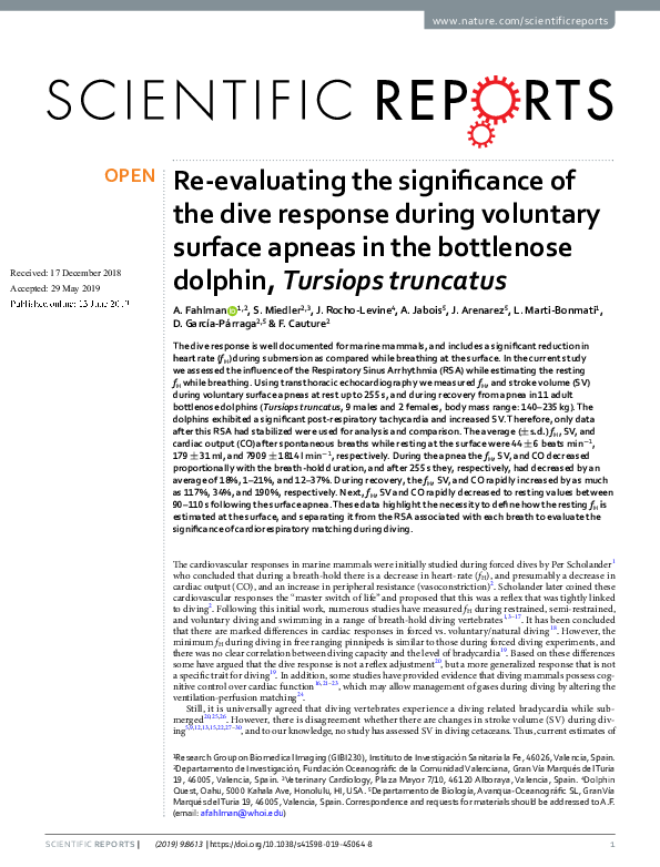 (PDF) Reevaluating the significance of the dive response during