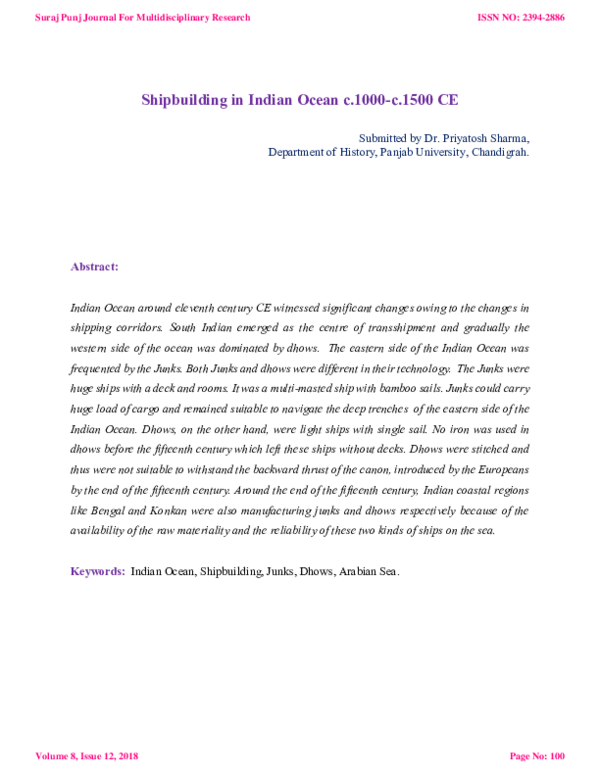 Shipbuilding in Indian Ocean c.1000-c.1500 CE