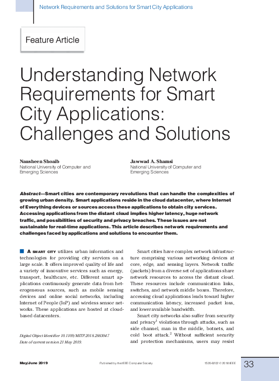 (PDF) Understanding Network Requirements for Smart City Applications ...