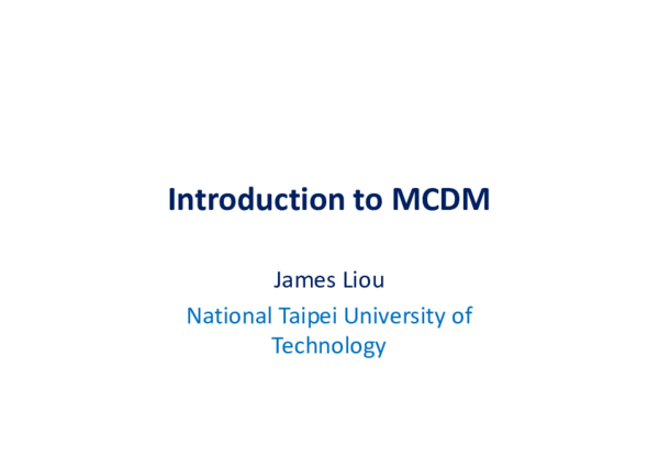 (PDF) Introduction to MCDM