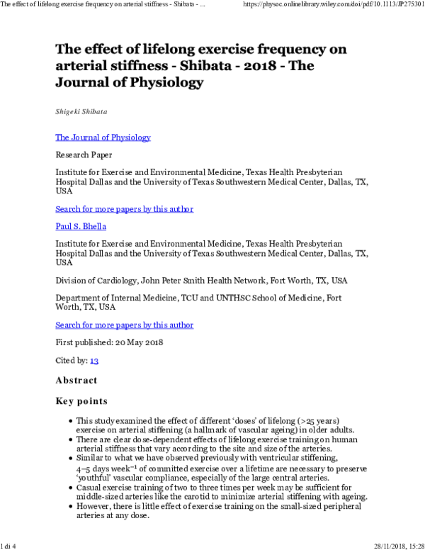 (PDF) The effect of lifelong exercise frequency on arterial stiffness ...
