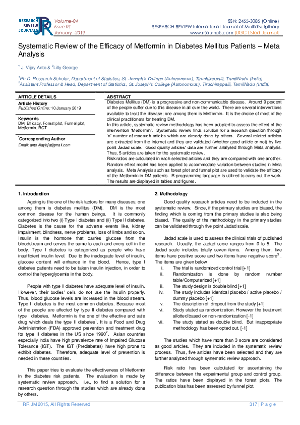 (PDF) Systematic Review of the Efficacy of Metformin in Diabetes ...