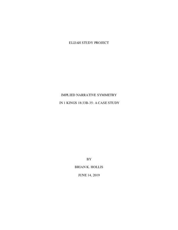 (PDF) IMPLIED NARRATIVE SYMMETRY IN 1 KINGS 18:33B-35: A CASE STUDY