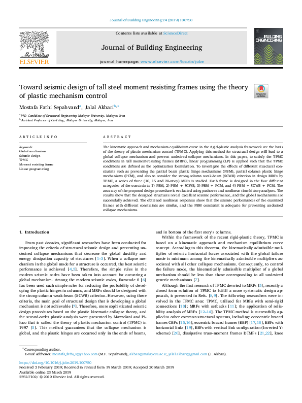 (PDF) Toward seismic design of tall steel moment resisting frames using ...