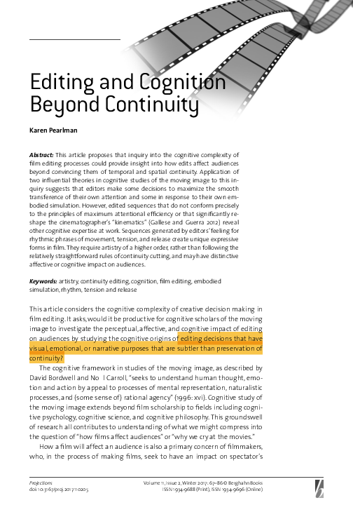 (PDF) Editing and Cognition Beyond Continuity