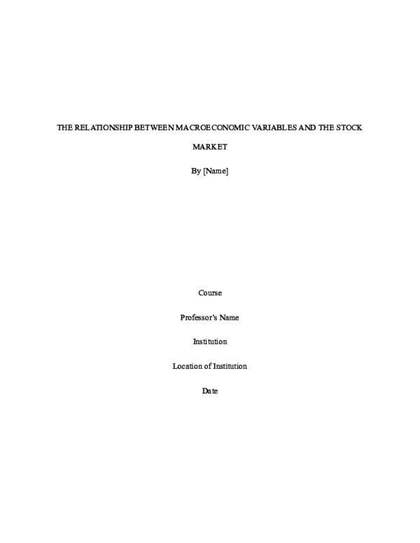 (DOC) THE RELATIONSHIP BETWEEN MACROECONOMIC VARIABLES AND THE STOCK ...