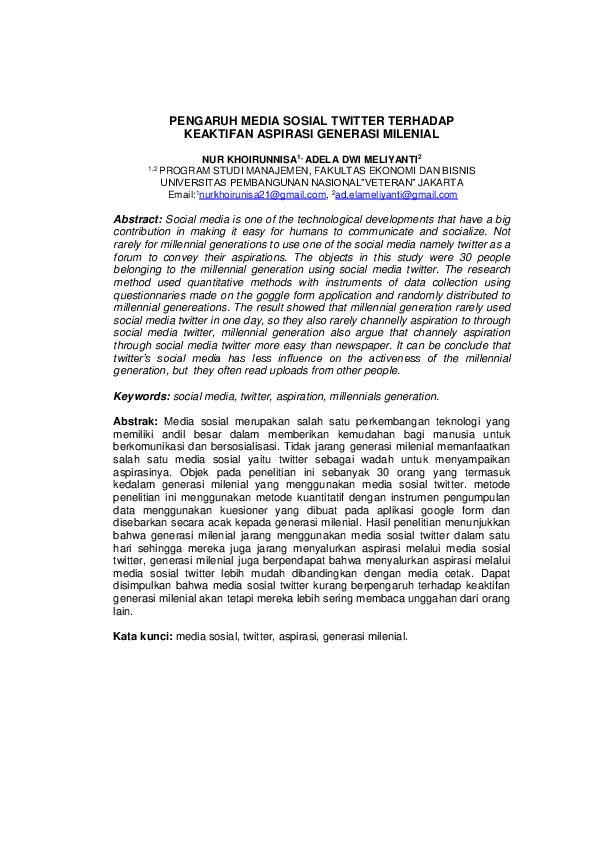 (DOC) PENGARUH MEDIA SOSIAL TWITTER TERHADAP KEAKTIFAN