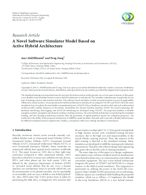 (PDF) A Novel Software Simulator Model Based on Active Hybrid Architecture