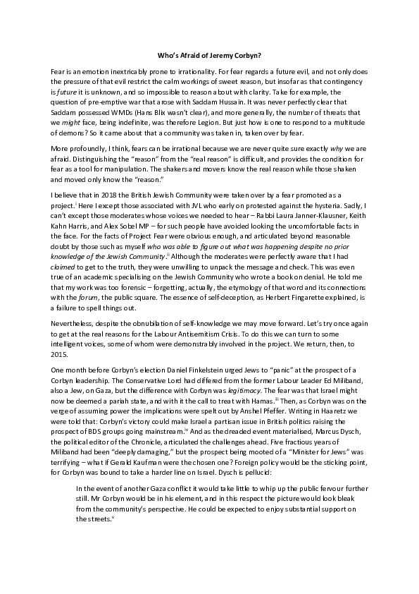 Who's Afraid of Jeremy Corbyn