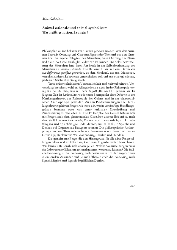 (PDF) Animal rationale und animal symbolicum Was heißt es rational zu