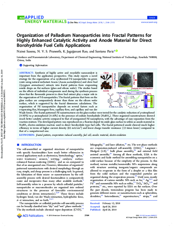 (PDF) Organization of Palladium Nanoparticles into Fractal Patterns for ...