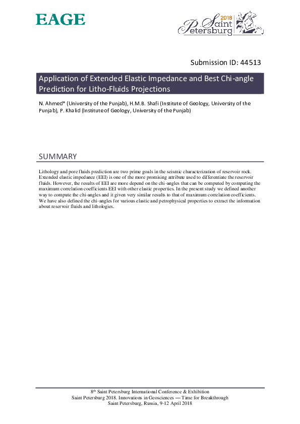 (PDF) Application of Extended Elastic Impedance and Best Chiangle