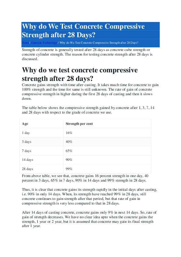 (DOC) Why do We Test Concrete Compressive Strength after 28 Days