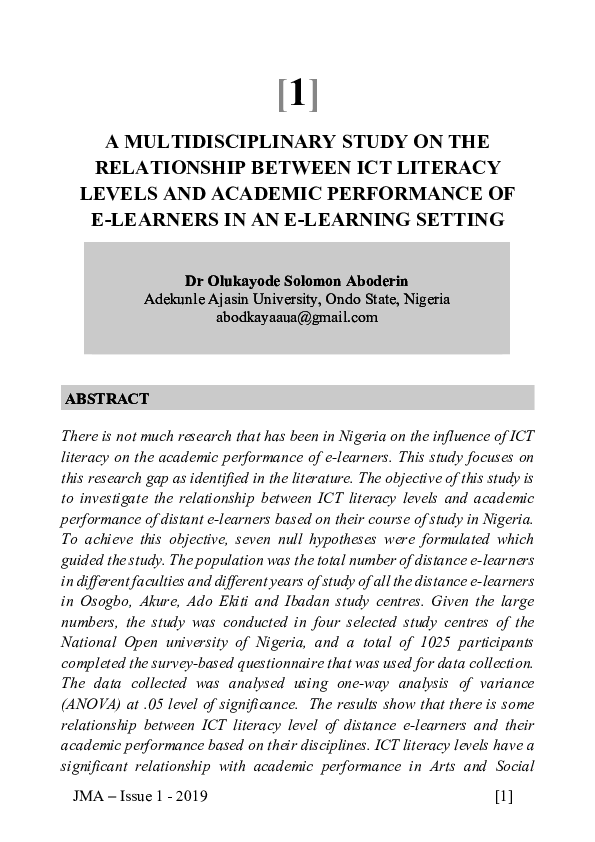 (PDF) 1] A MULTIDISCIPLINARY STUDY ON THE RELATIONSHIP BETWEEN ICT