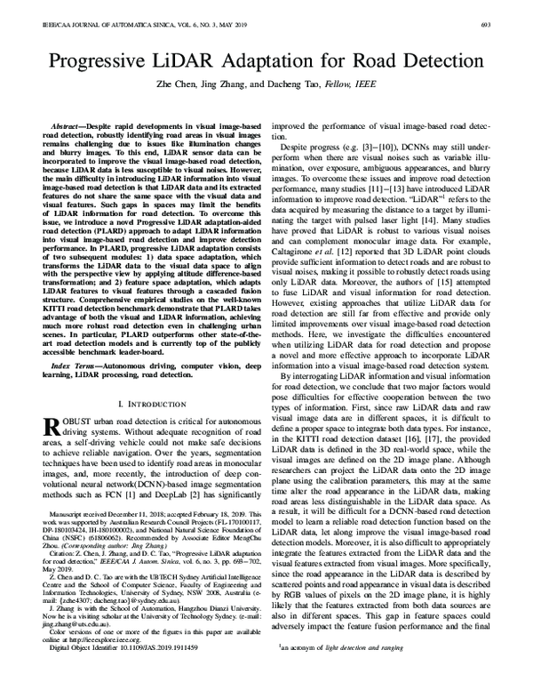 (PDF) Progressive LiDAR Adaptation for Road Detection