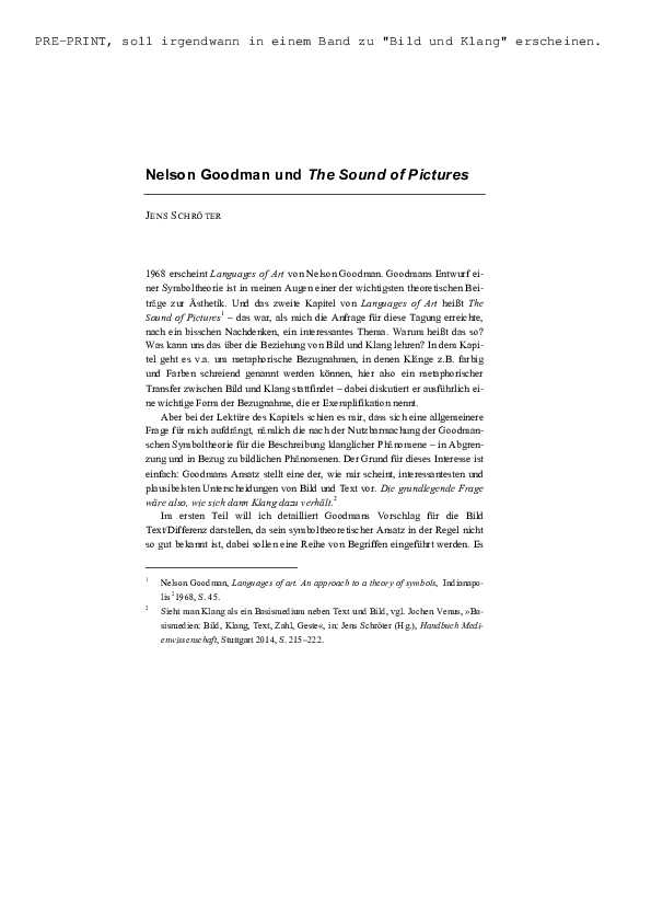 (PDF) Nelson Goodman und The Sound of Pictures Jens Schröter
