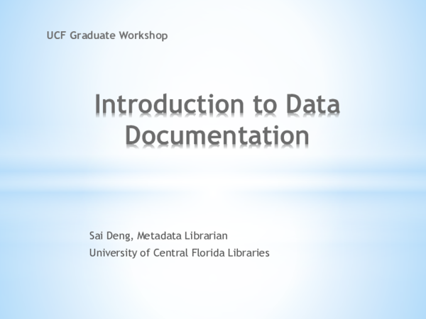 (PDF) Introduction to Data Documentation