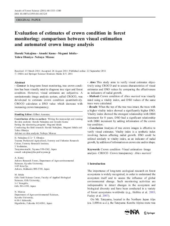 (PDF) Evaluation of estimates of crown condition in forest monitoring ...