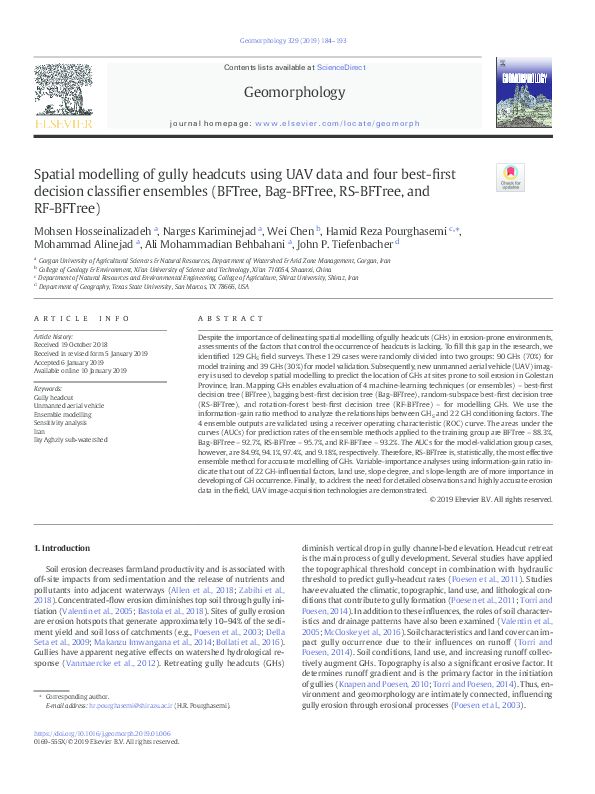 (PDF) Spatial modelling of gully headcuts using UAV data and four best ...