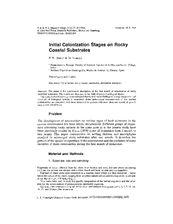 (PDF) Initial Colonization Stages on Rocky Coastal Substrates