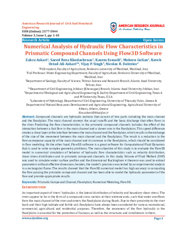(PDF) Numerical Analysis of Hydraulic Flow Characteristics in Prismatic ...