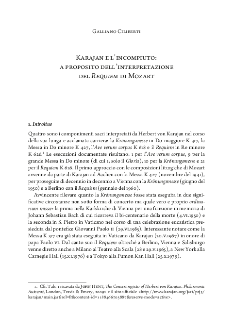 (PDF) Galliano Ciliberti, Karajan e a proposito dell