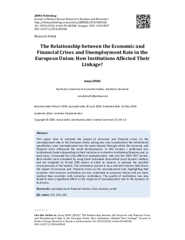 (PDF) The Relationship between the Economic and Financial Crises and ...