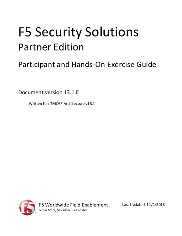PDF) F5 Security Solutions Partner Edition Participant and