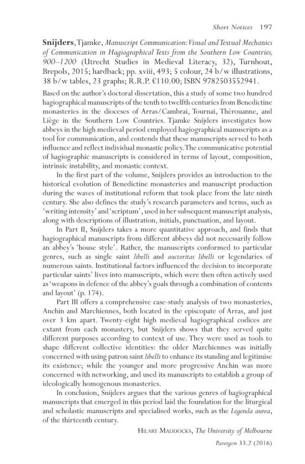 (PDF) Review of Snijders, Tjamke, Manuscript Communication: Visual and ...
