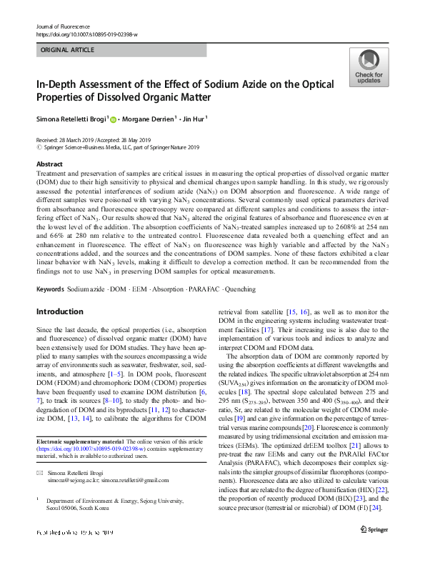 (PDF) InDepth Assessment of the Effect of Sodium Azide on the Optical