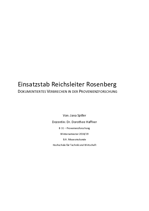 (PDF) Einsatzstab Reichsleiter Rosenberg Jana Spiller Academia.edu
