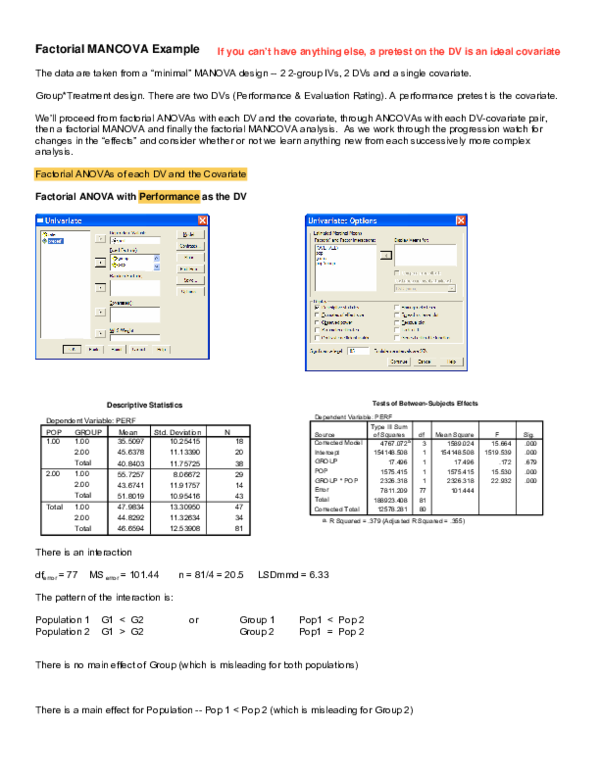 (PDF) Factorial MANCOVA Example