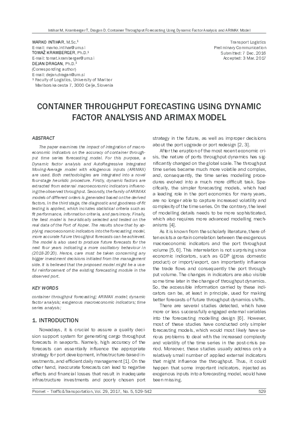 (PDF) A CONTAINER THROUGHPUT FORECASTING USING THE DYNAMIC FACTOR ...