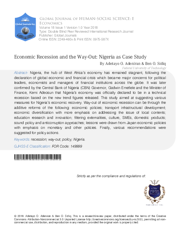 Solutions to economic recession in nigeria picture