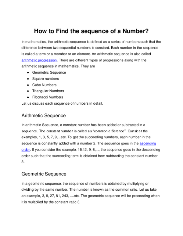(DOC) How to Find the sequence of a Number
