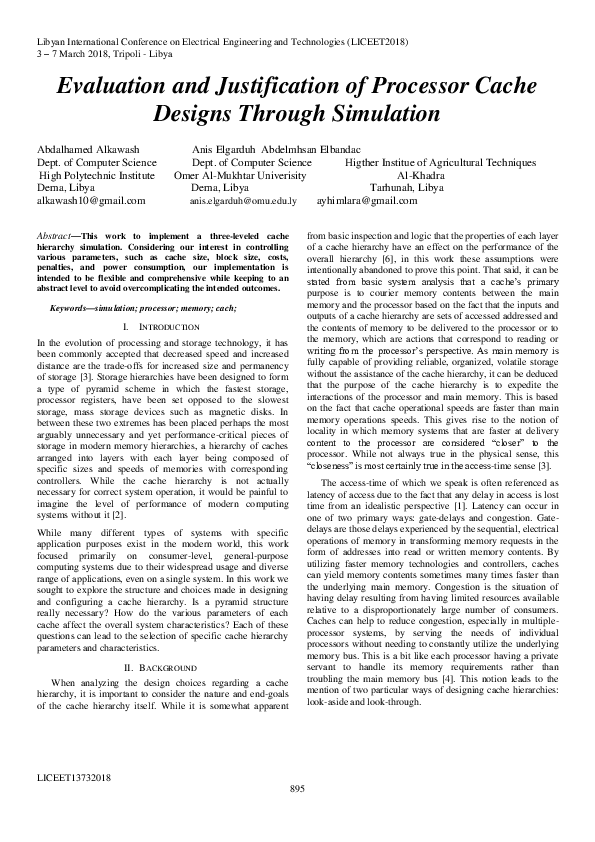 (PDF) Evaluation and Justification of Processor Cache Designs Through ...