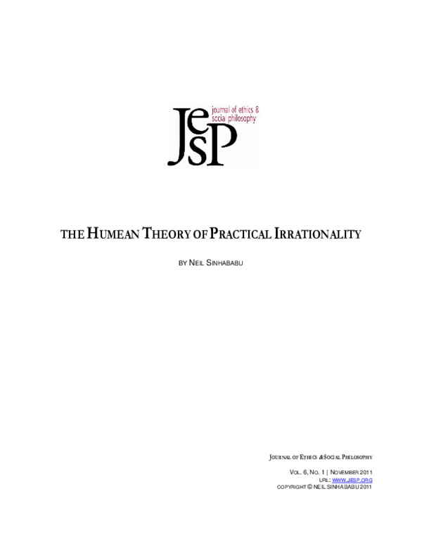 (PDF) The Humean Theory of Practical Irrationality