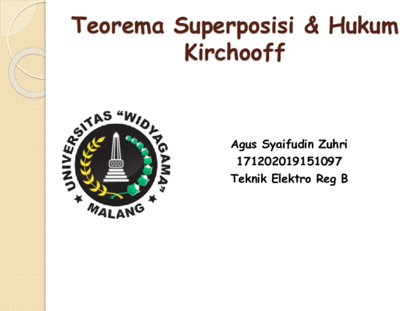 Ppt Agus Syaifudin Zuhri 171202019151097 Teorema Superposisi Hukum Kirchoff Agus Zuhri Academia Edu