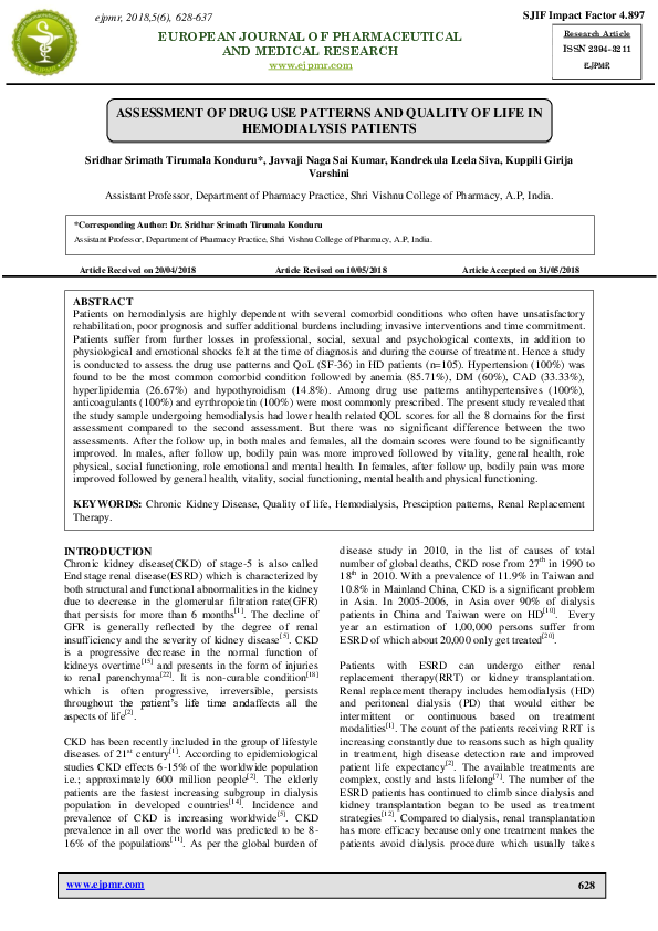 (PDF) ASSESSMENT OF DRUG USE PATTERNS AND QUALITY OF LIFE IN ...