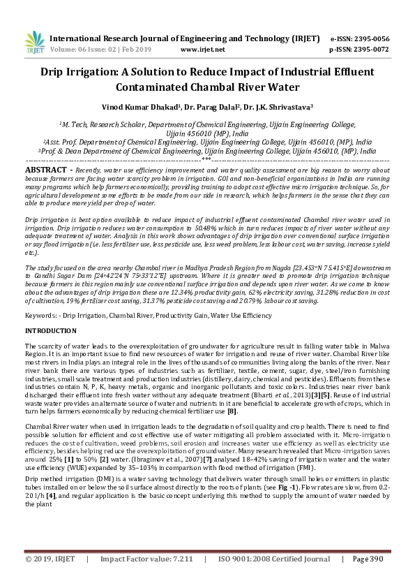 (PDF) Drip Irrigation: A Solution to Reduce Impact of Industrial ...