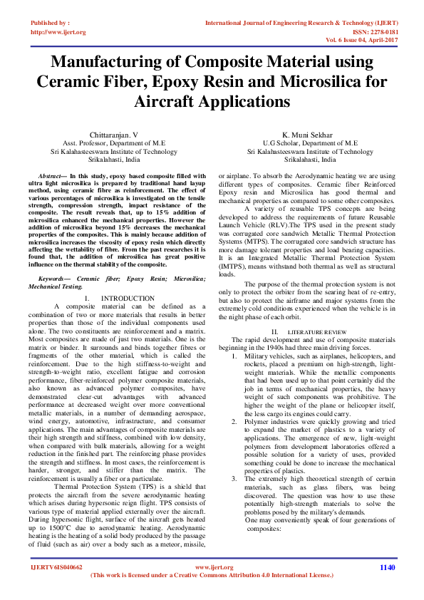 (PDF) IJERTManufacturing of Composite Material using Ceramic Fiber