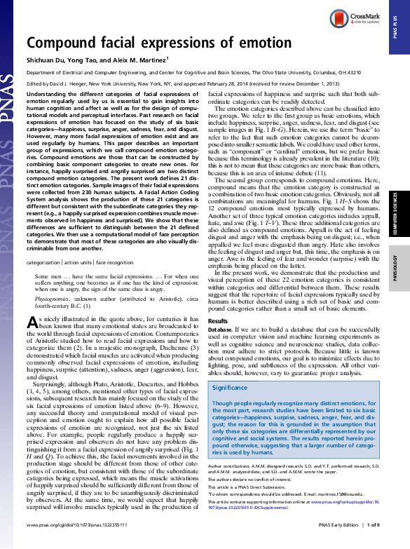 (PDF) Compound facial expressions of emotion