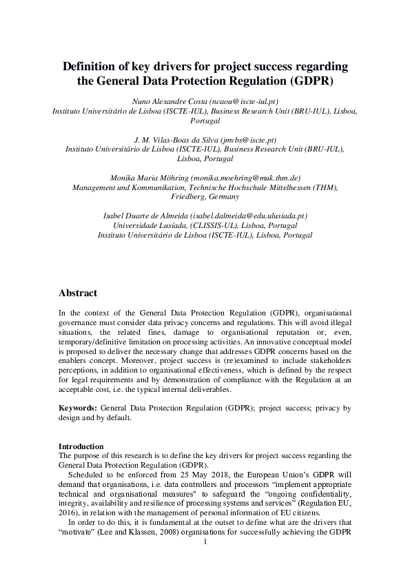 (PDF) Definition of key drivers for project success regarding the