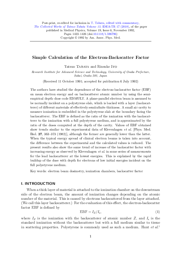 (PDF) Simple calculation of the electron-backscatter factor