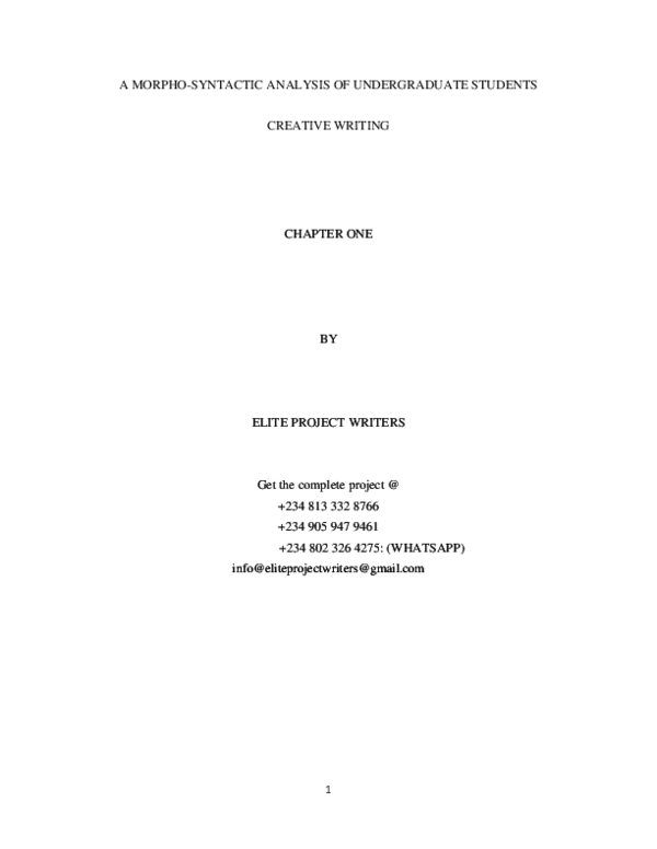 (DOC) A MORPHO-SYNTACTIC ANALYSIS OF UNDERGRADUATE STUDENTS CREATIVE ...