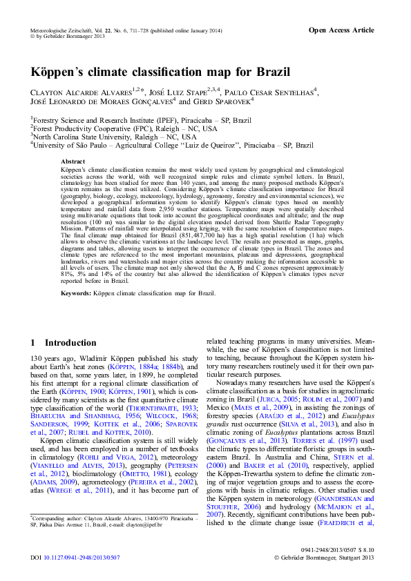 (PDF) Köppen's climate classification map for Brazil