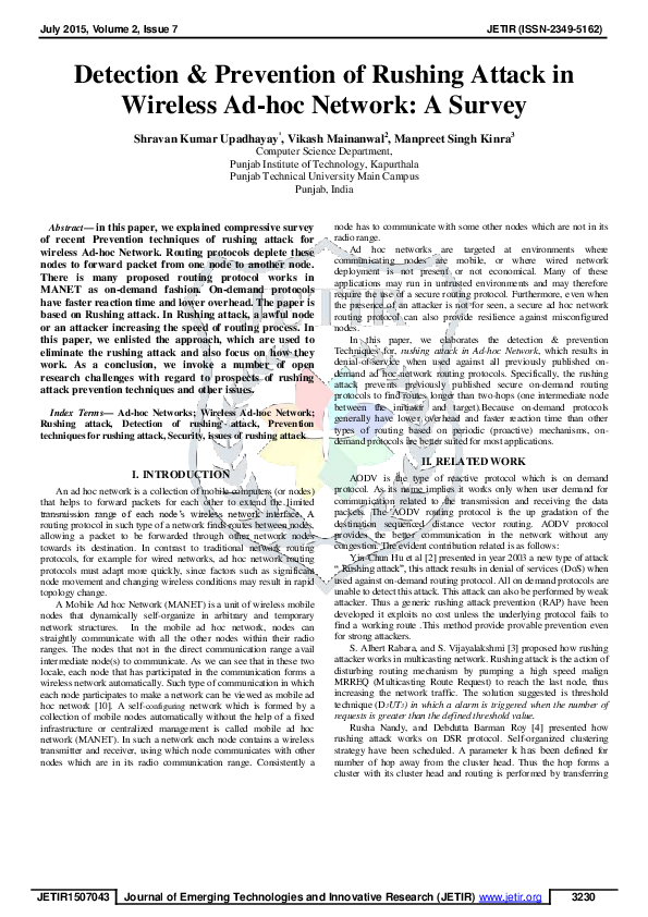 (PDF) Detection & Prevention of Rushing Attack in Wireless Ad-hoc ...