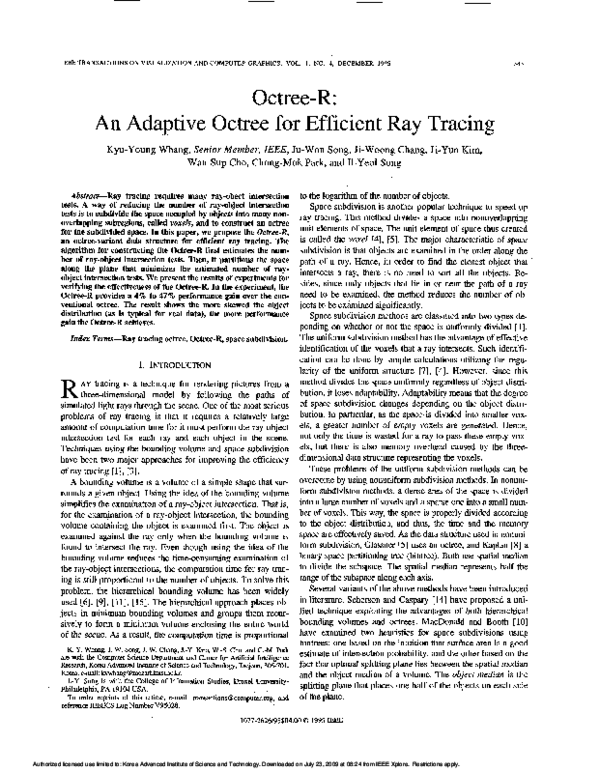(PDF) Octree-R: An adaptive octree for efficient ray tracing