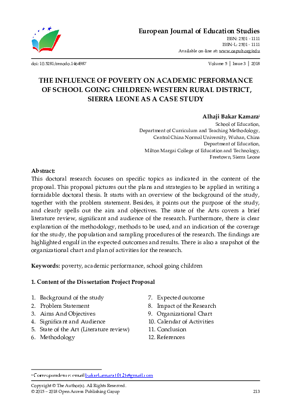 Pdf European Journal Of Education Studies The Influence Of Poverty On Pdf European Journal Of Education Studies The Influence Of Poverty On